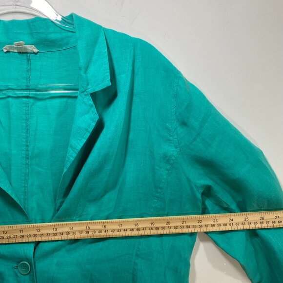 Eileen Fisher Linen Kelly Green Blazer Women’s L Resortwear Minimalist Old Money - Picture 5 of 12